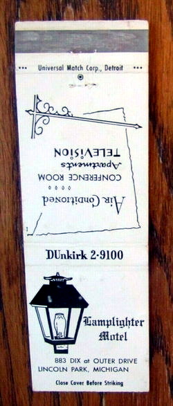 Lamplighter Motel (The Over-Niter Motel) - Matchbook (newer photo)